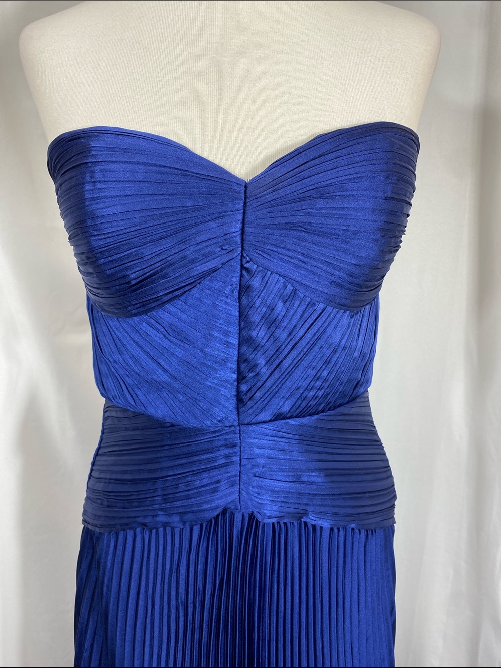 Lulus Elkay Navy Blue Pleated Satin Drop Waist Maxi Dress Size M NWT - Picture 5 of 16